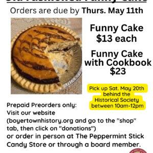 Old Fashioned Funny Cake Fundraiser with Cookbook